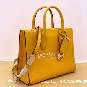 Michael Kors Mirella Small Shopper Top Zip Tote Crossbody Jasmine Yellow